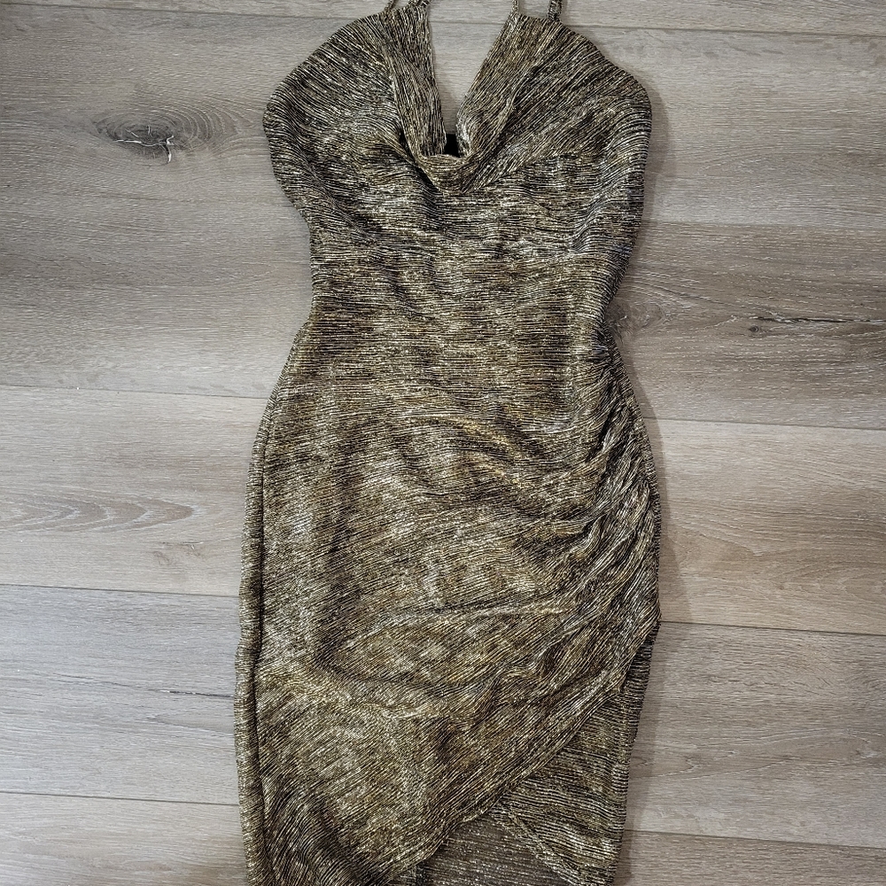 Gold backless dress